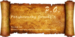 Petykovszky Ozsvát névjegykártya